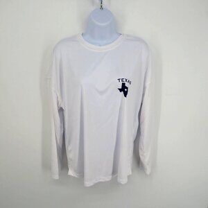 State Of Mine Women's Texas Long Sleeve White Shirt Navy State Logo Large NWT